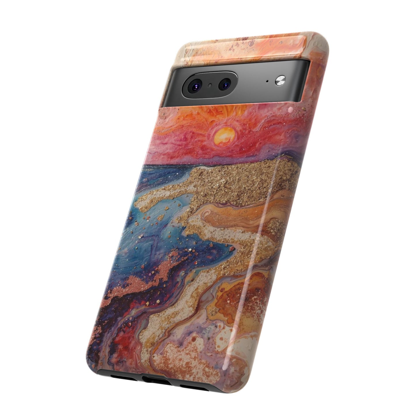 Sunset Coast Phone Case — Colorful Abstract Beach Art Tough Case