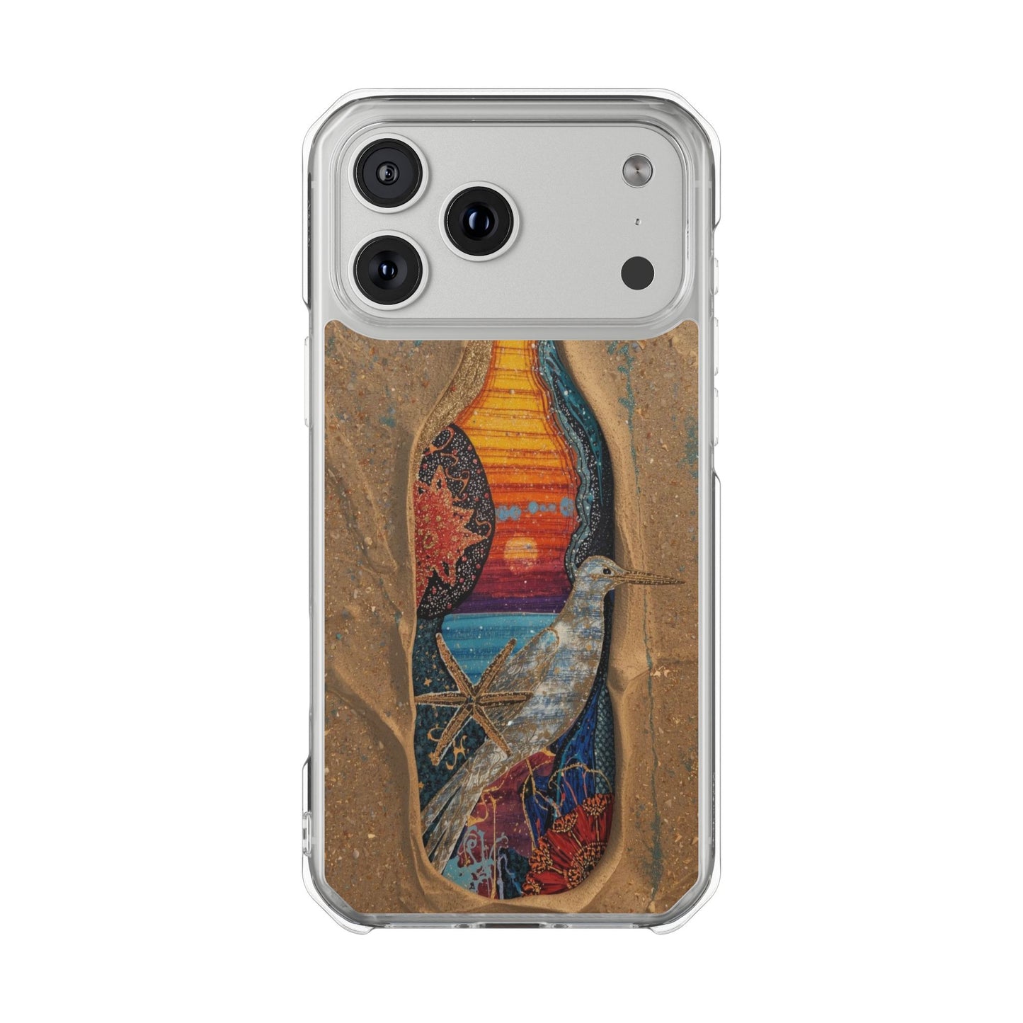 Clear Impact Phone Case — Sunset Wave Surfboard Art