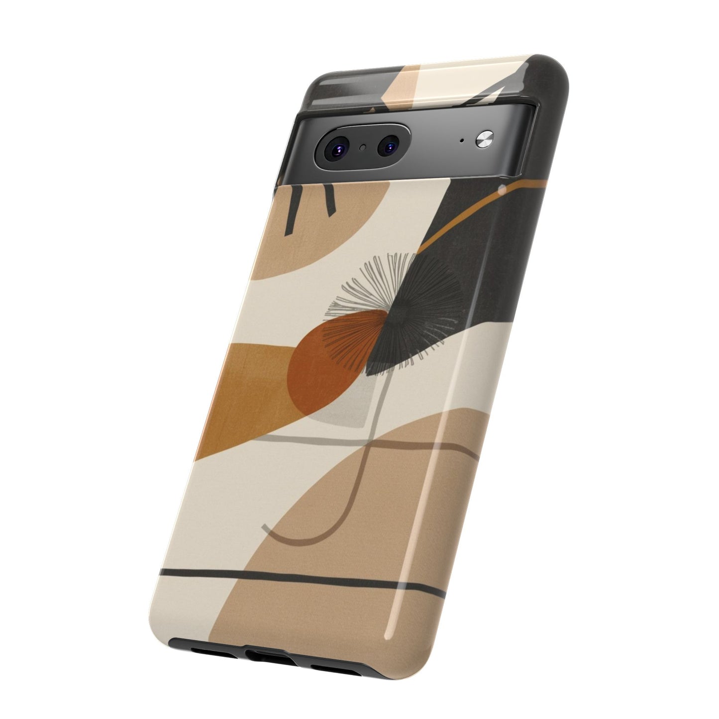 Abstract Earth Tone Phone Case — Mid-Century Minimalist Tough Case