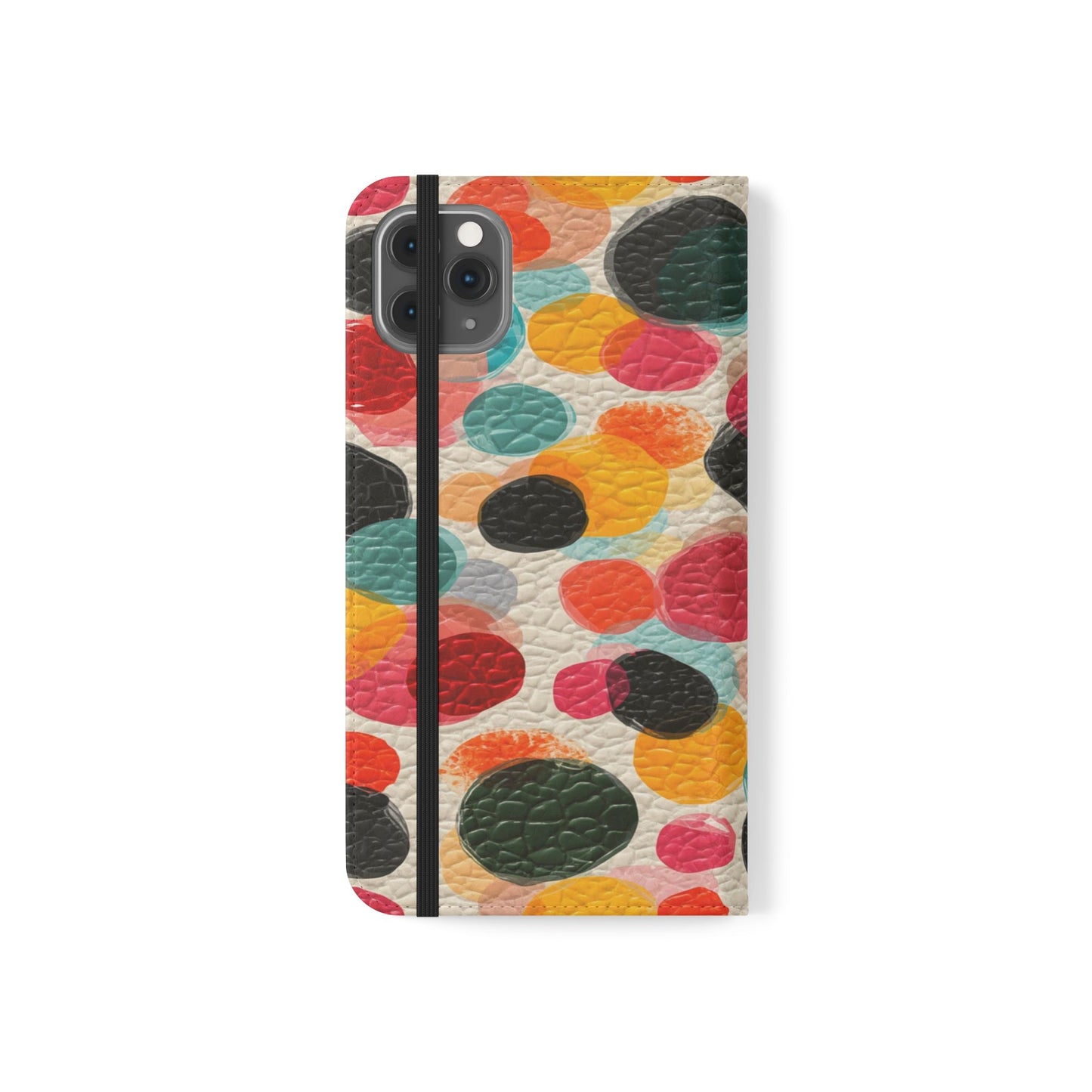 Colorful Confetti Dot Flip Phone Case — Retro Polka Wallet Cover