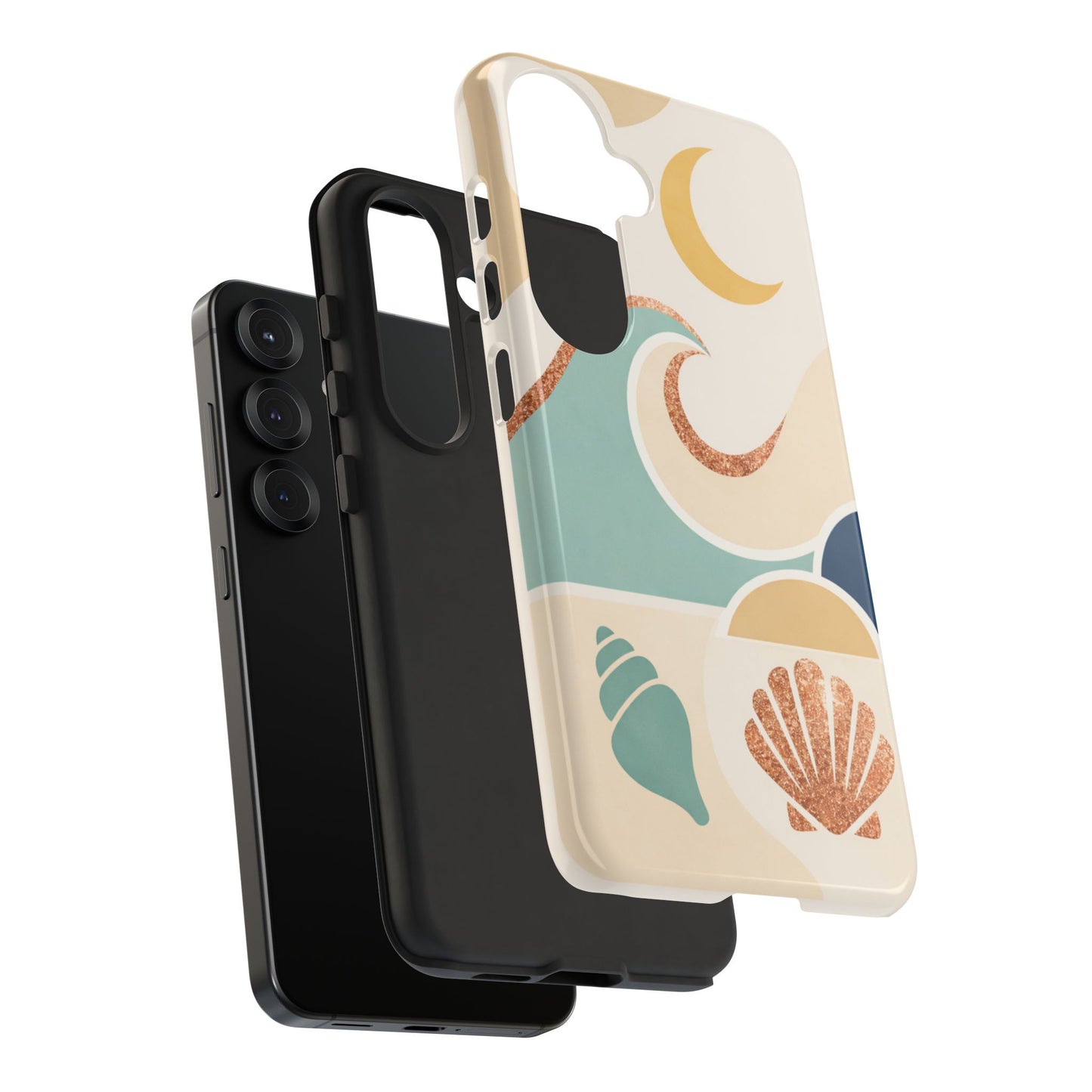 Sea Breeze Tough Phone Case — Retro Waves & Shells Design