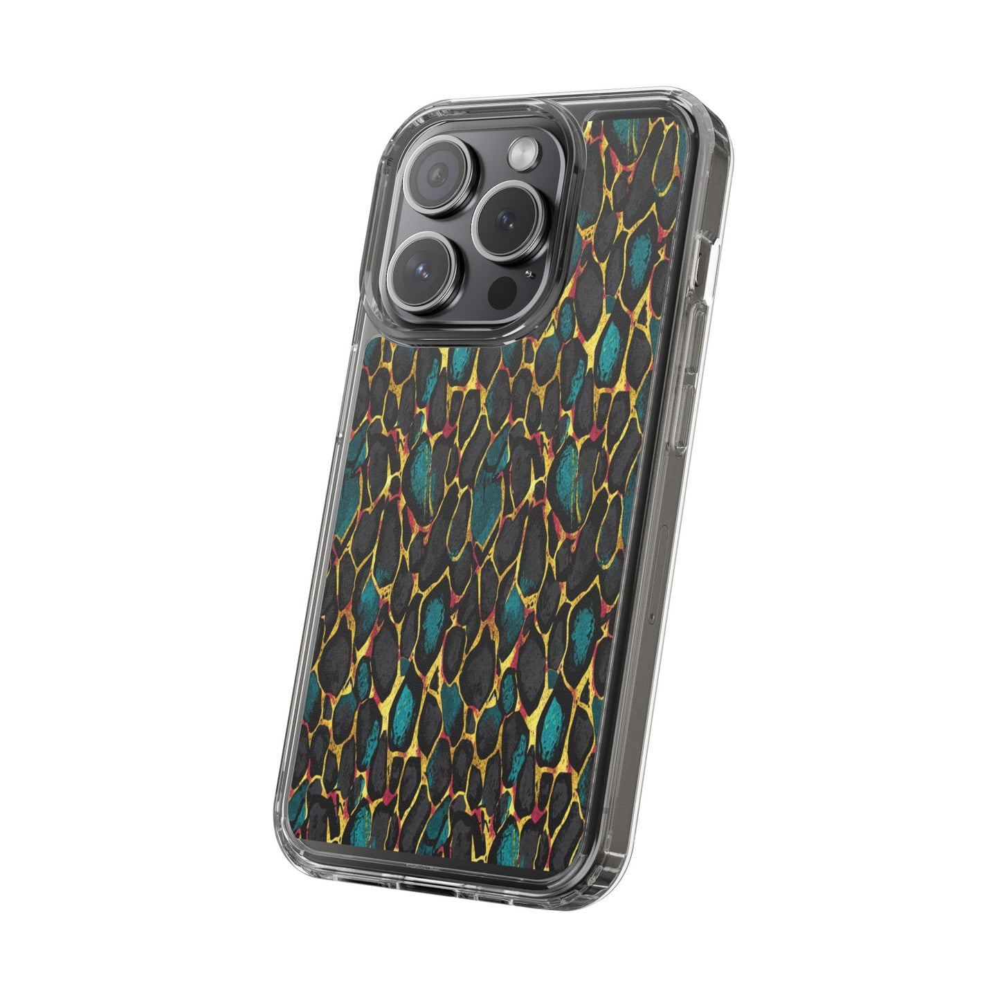 Teal Gold Leopard Clear Phone Case