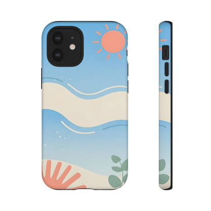 Beach Waves Tough Phone Case — Summer Sun & Seashell Protective Cover