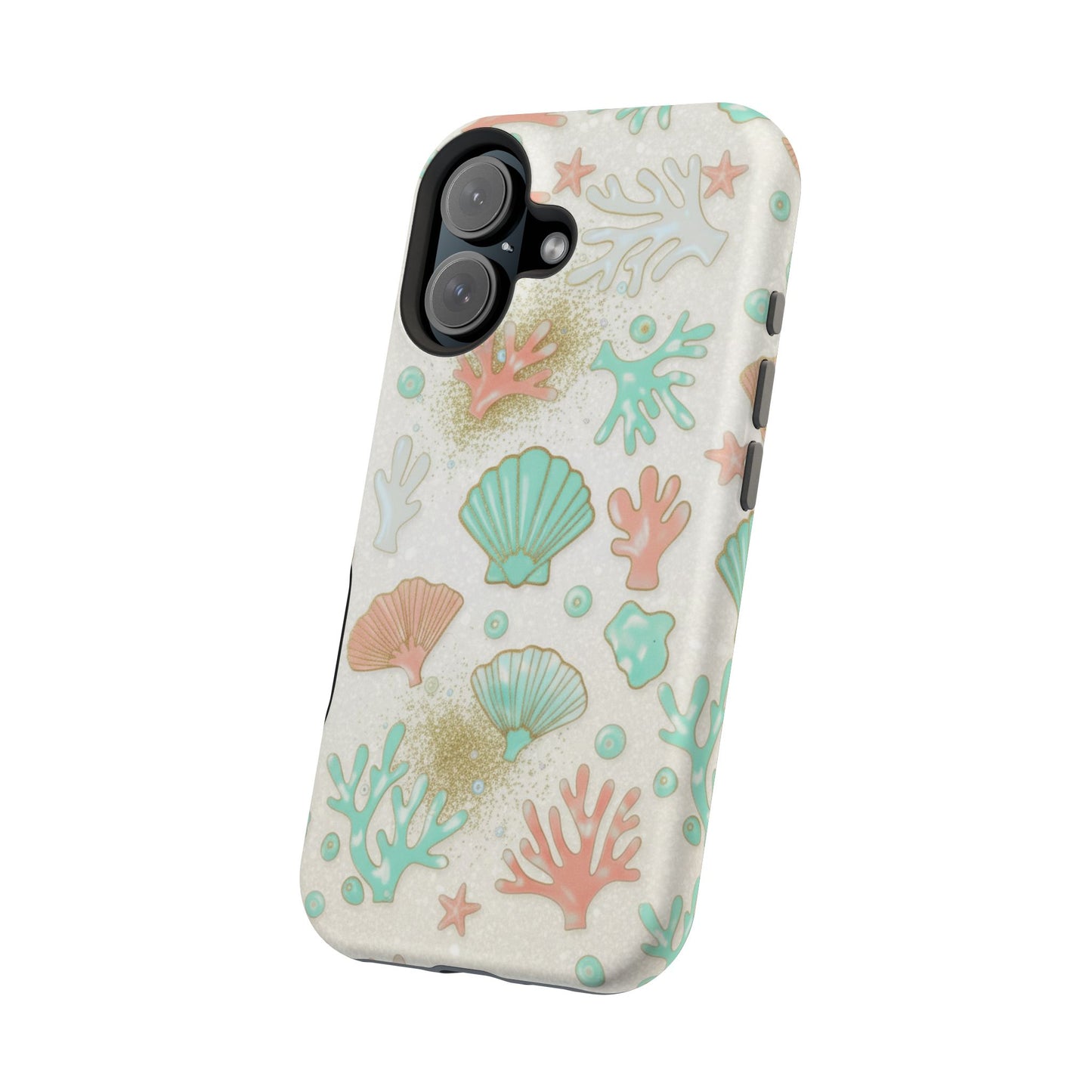 Sea Shells Magnetic Impact Phone Case — Pastel Coral & Teal Beach Design