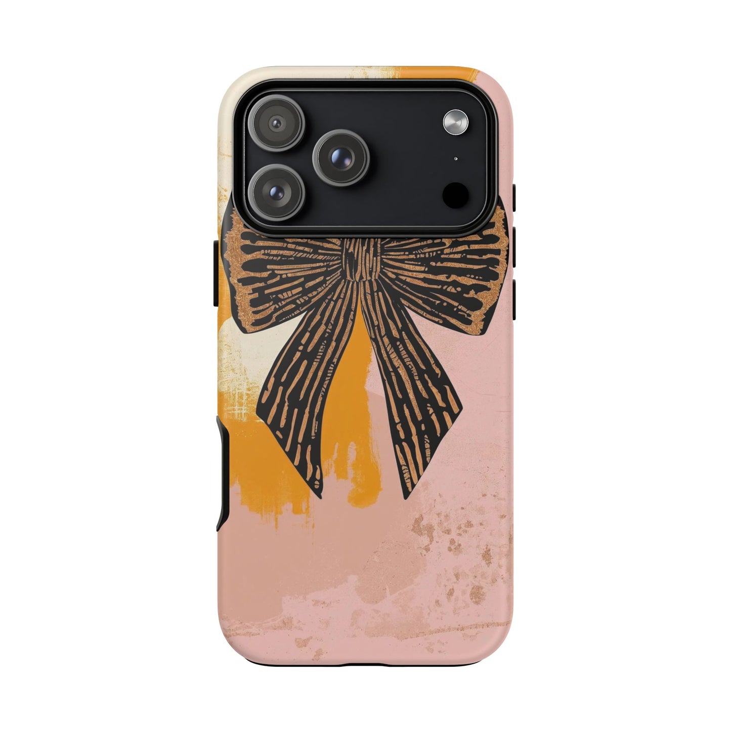 Bow Brushstroke Tough Phone Case — Pink & Mustard