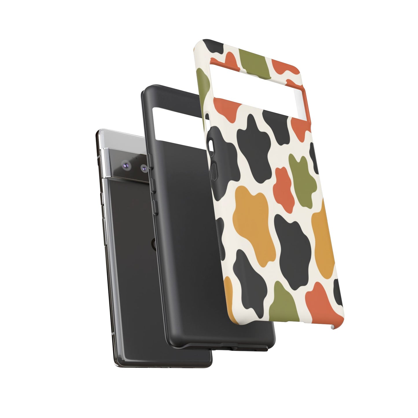 Camouflage Pattern Tough Phone Case – Retro Olive, Rust & Mustard Protective Cover