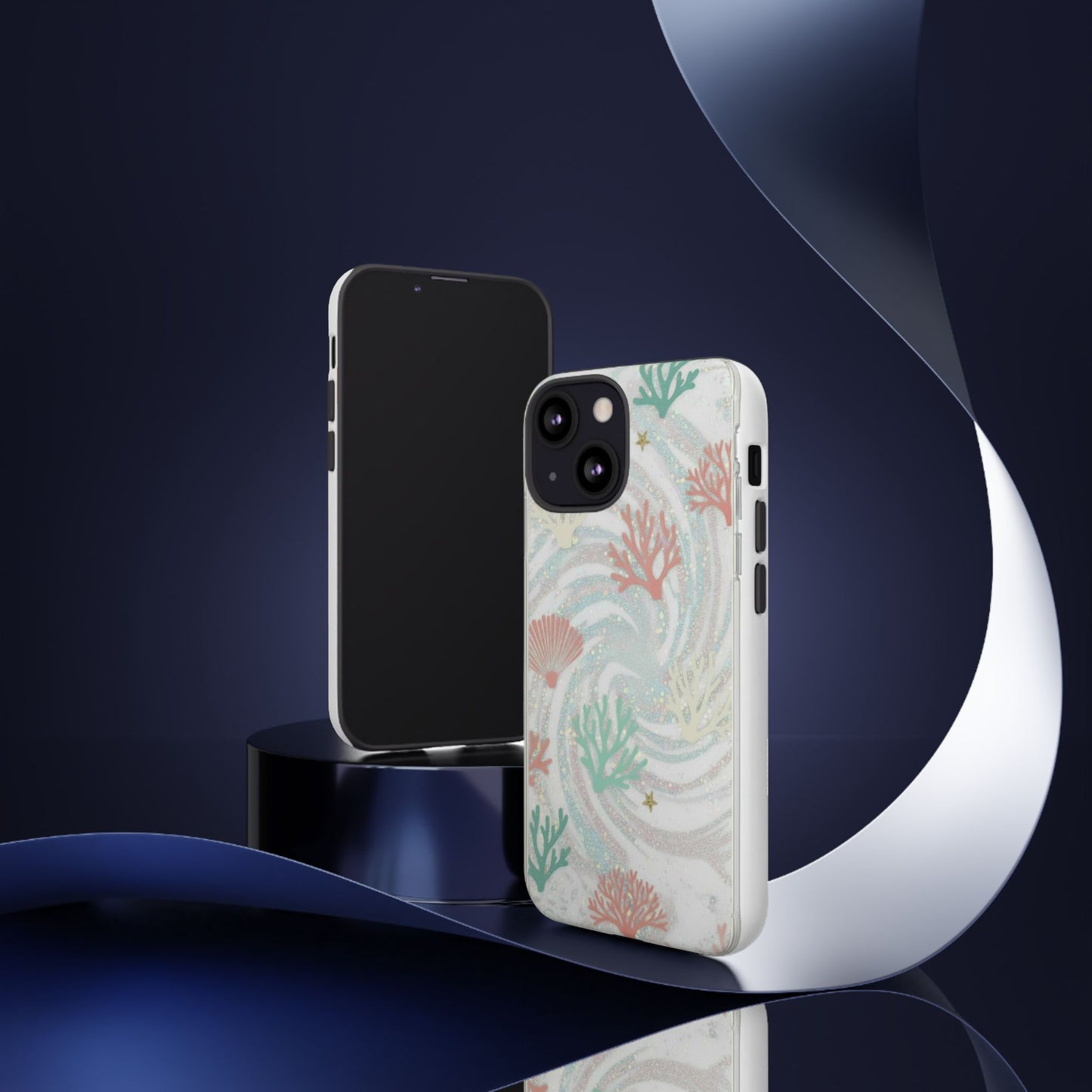Seafoam Coral Tough Phone Case - Pastel Ocean Wave Design