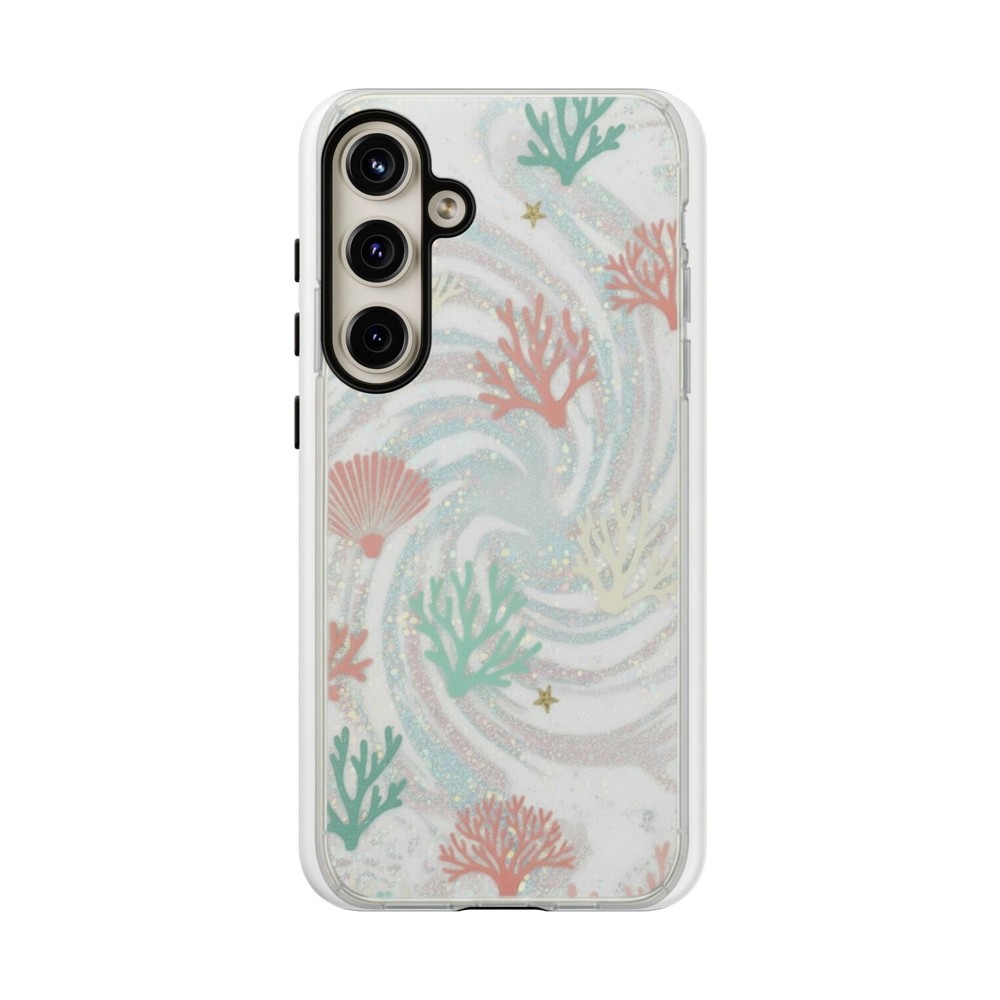 Seafoam Coral Tough Phone Case - Pastel Ocean Wave Design