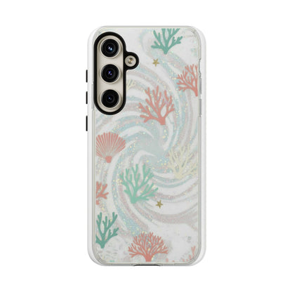 Seafoam Coral Tough Phone Case - Pastel Ocean Wave Design