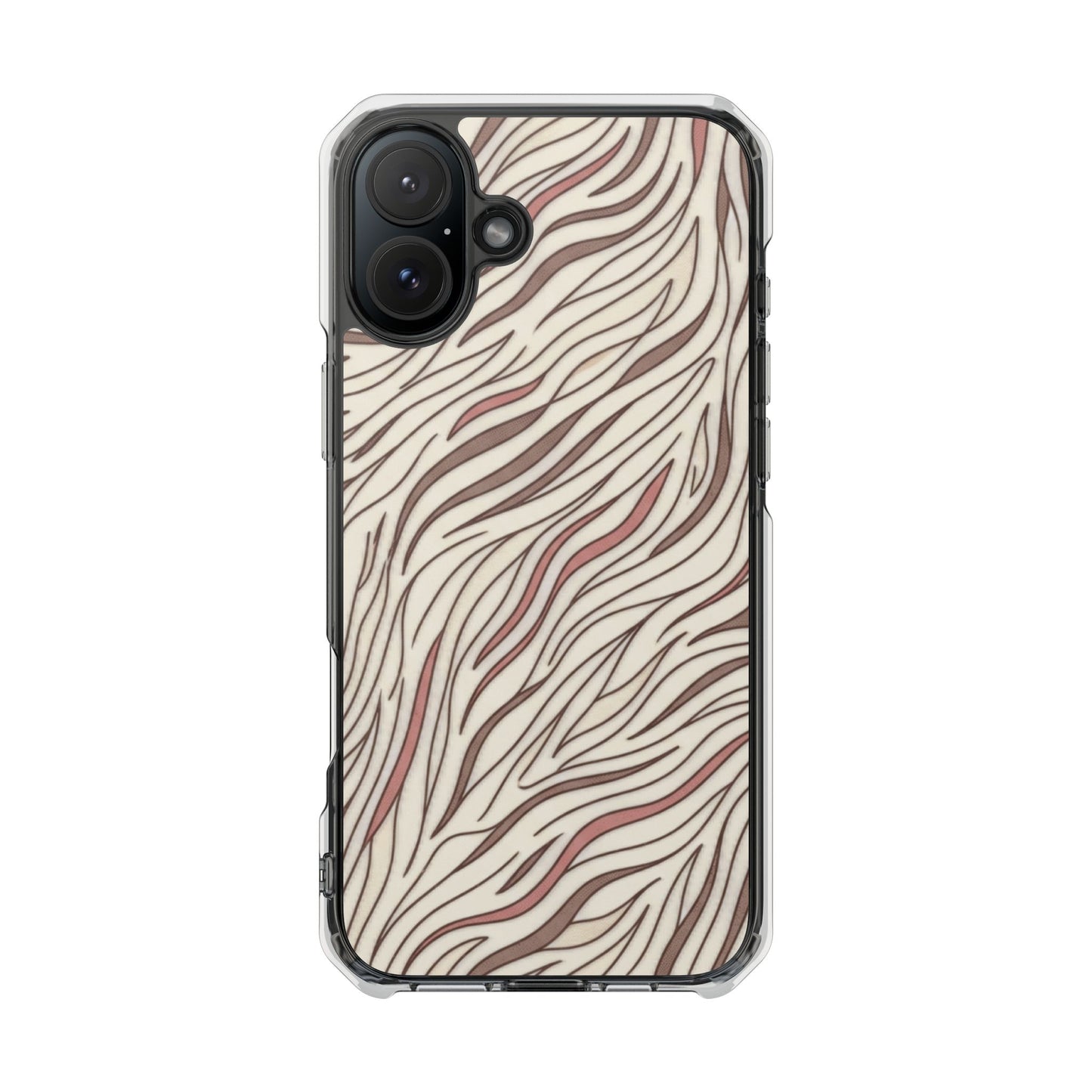 Clear Magnetic Phone Case — Neutral Beige Abstract Zebra Print