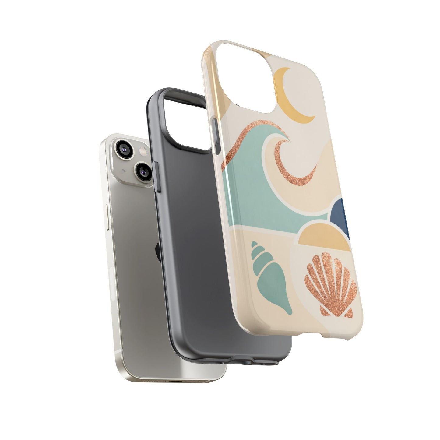 Sea Breeze Tough Phone Case — Retro Waves & Shells Design