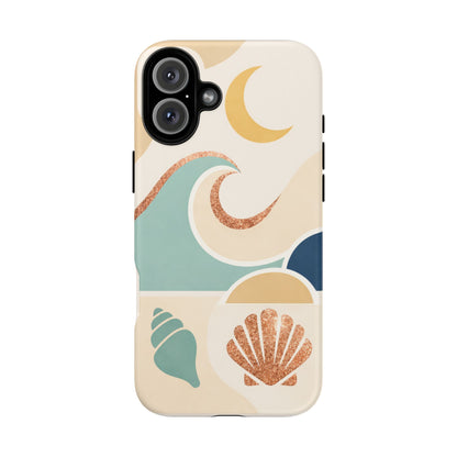 Sea Breeze Tough Phone Case — Retro Waves & Shells Design