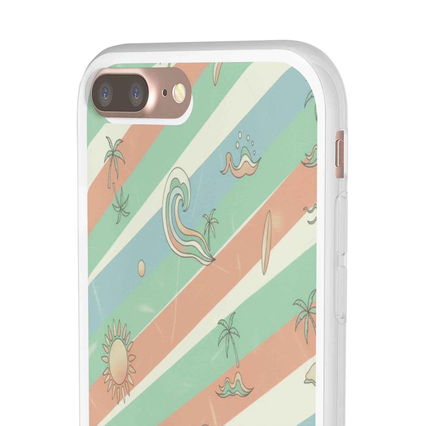 Beach Vibes Phone Case — Retro Pastel Surf & Palm Protective Flexi Case