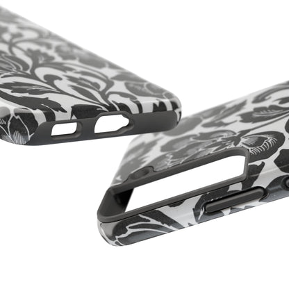 Tough Phone Case — Black & White Vintage Floral Protective Cover