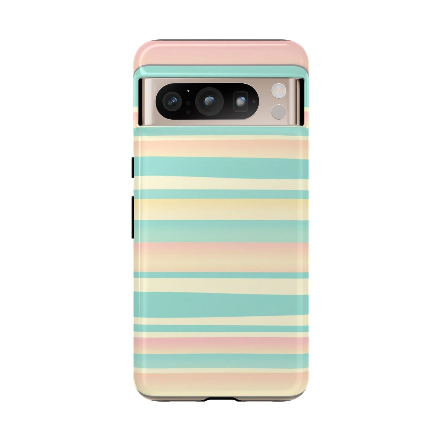 Pastel Striped Tough Phone Case — Mint, Peach & Cream Protective Cover