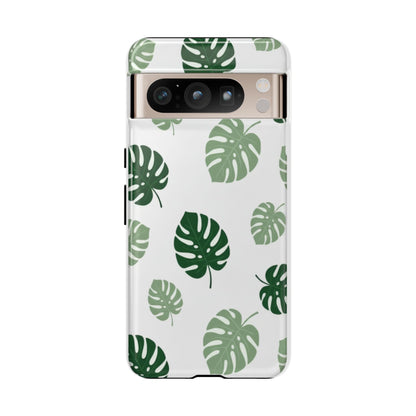 Monstera Leaf Tough Phone Case – Tropical Green Palm Pattern Protective Cover