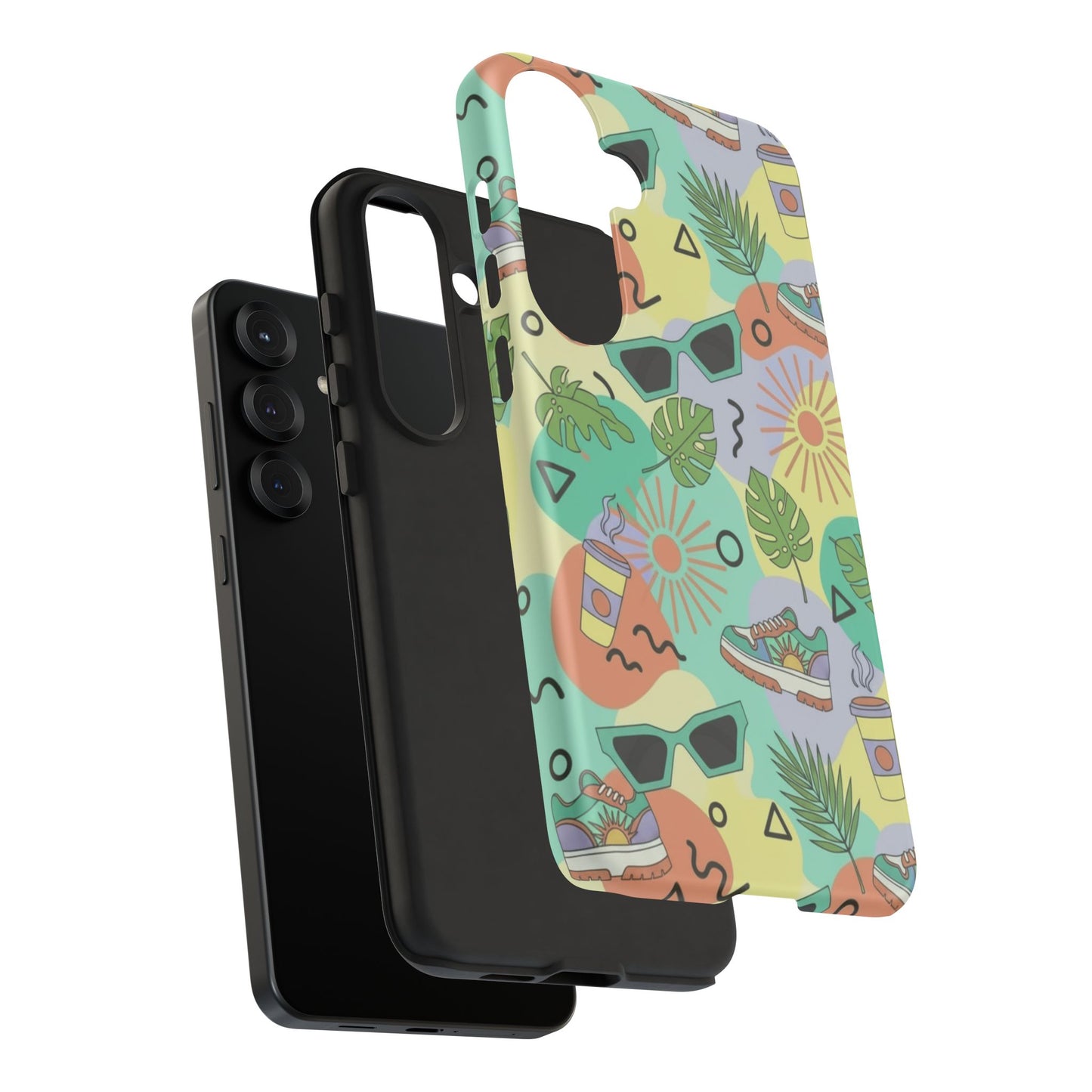 Tropical Summer Phone Case — Retro Sunglasses, Sneakers & Palm Pattern