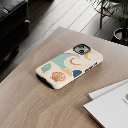 Sea Breeze Tough Phone Case — Retro Waves & Shells Design