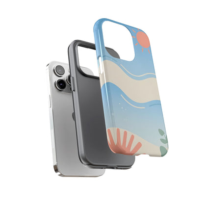 Beach Waves Tough Phone Case — Summer Sun & Seashell Protective Cover
