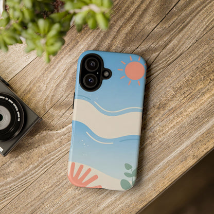 Beach Waves Tough Phone Case — Summer Sun & Seashell Protective Cover