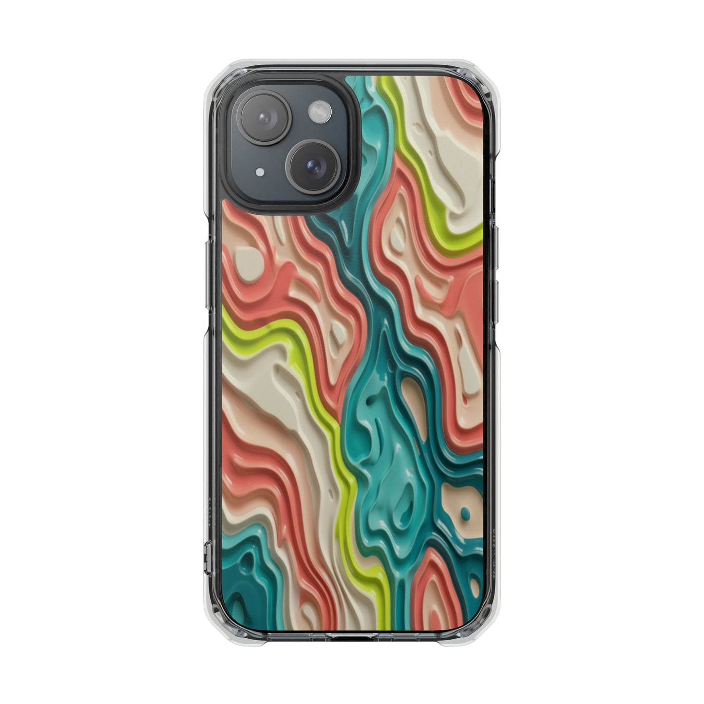 Clear Magnetic Phone Case — Colorful Abstract Layered Swirl Design
