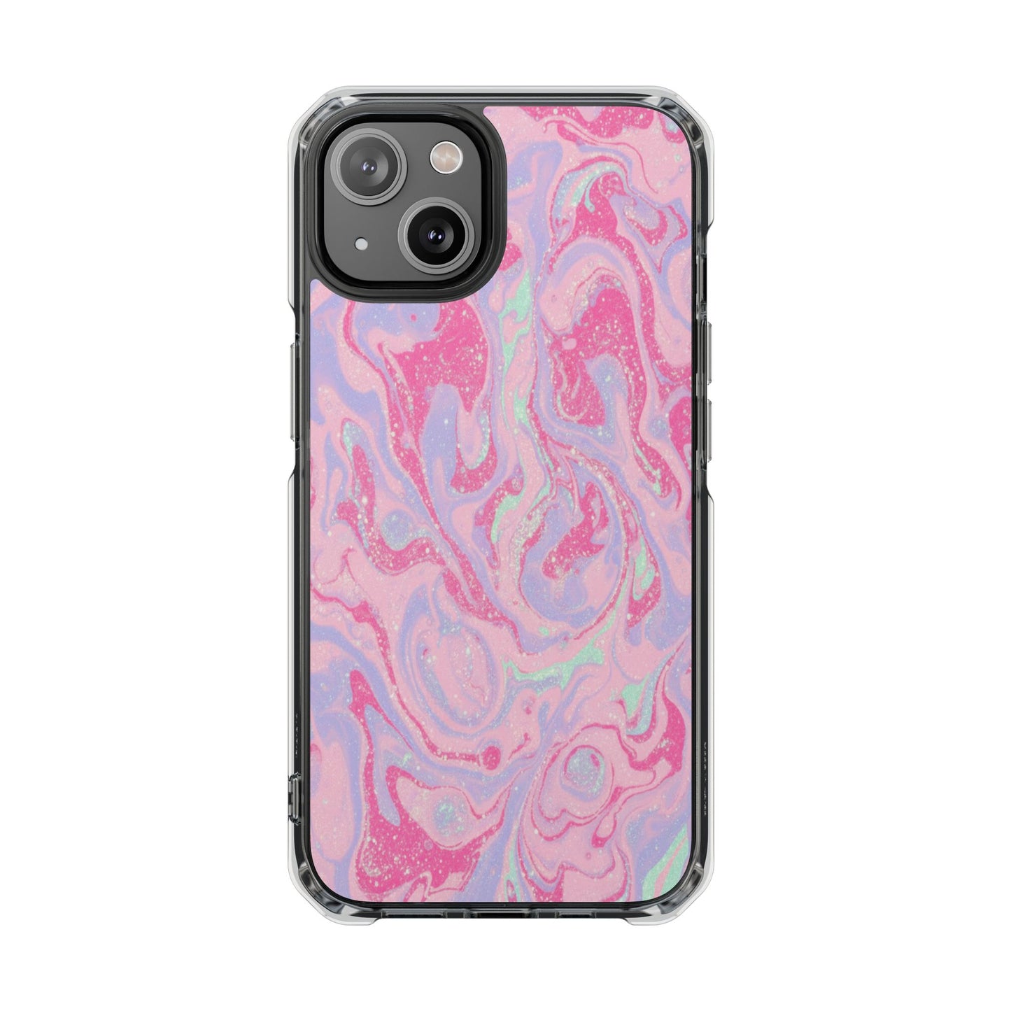 Pink Marble Magnetic Clear Phone Case — Impact-Resistant iPhone Cover