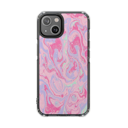 Pink Marble Magnetic Clear Phone Case — Impact-Resistant iPhone Cover