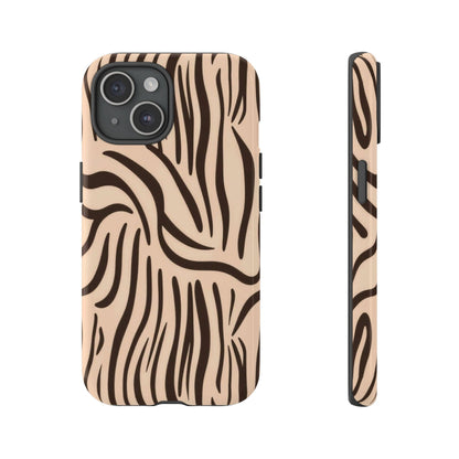 Zebra Stripe Tough Phone Case – Neutral Animal Print Protective Cover