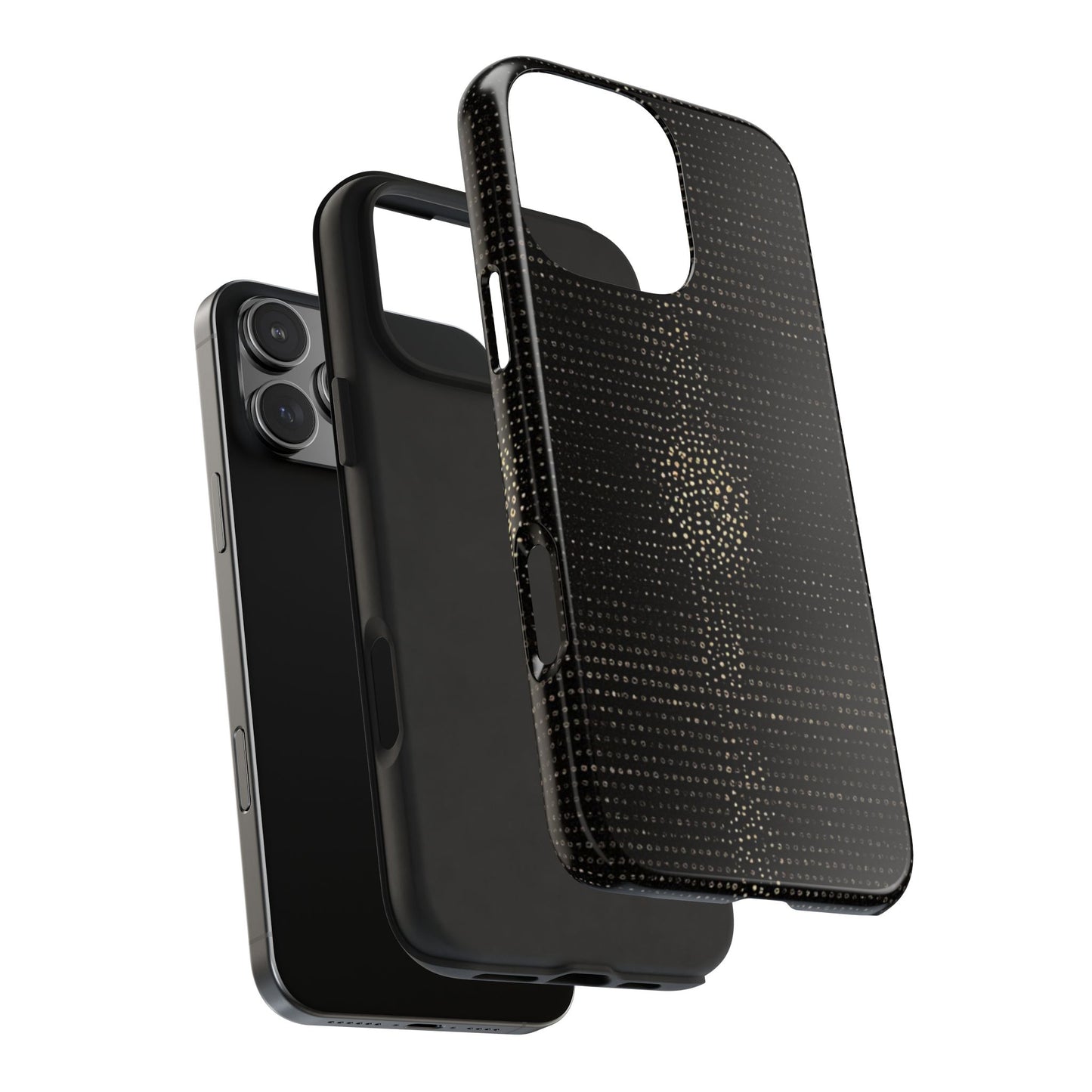 Tough Phone Case — Black Textured Metallic Dot Shield