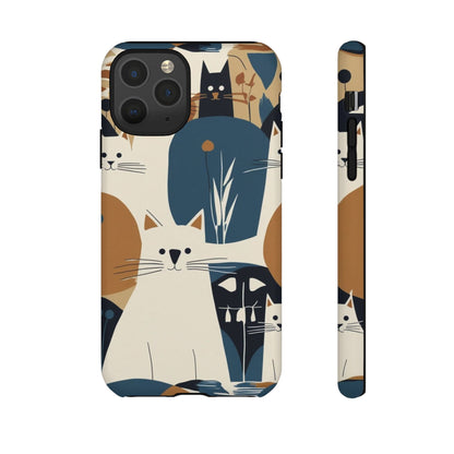 Cat Pattern Phone Case – Retro Abstract Cats Protective iPhone Cover