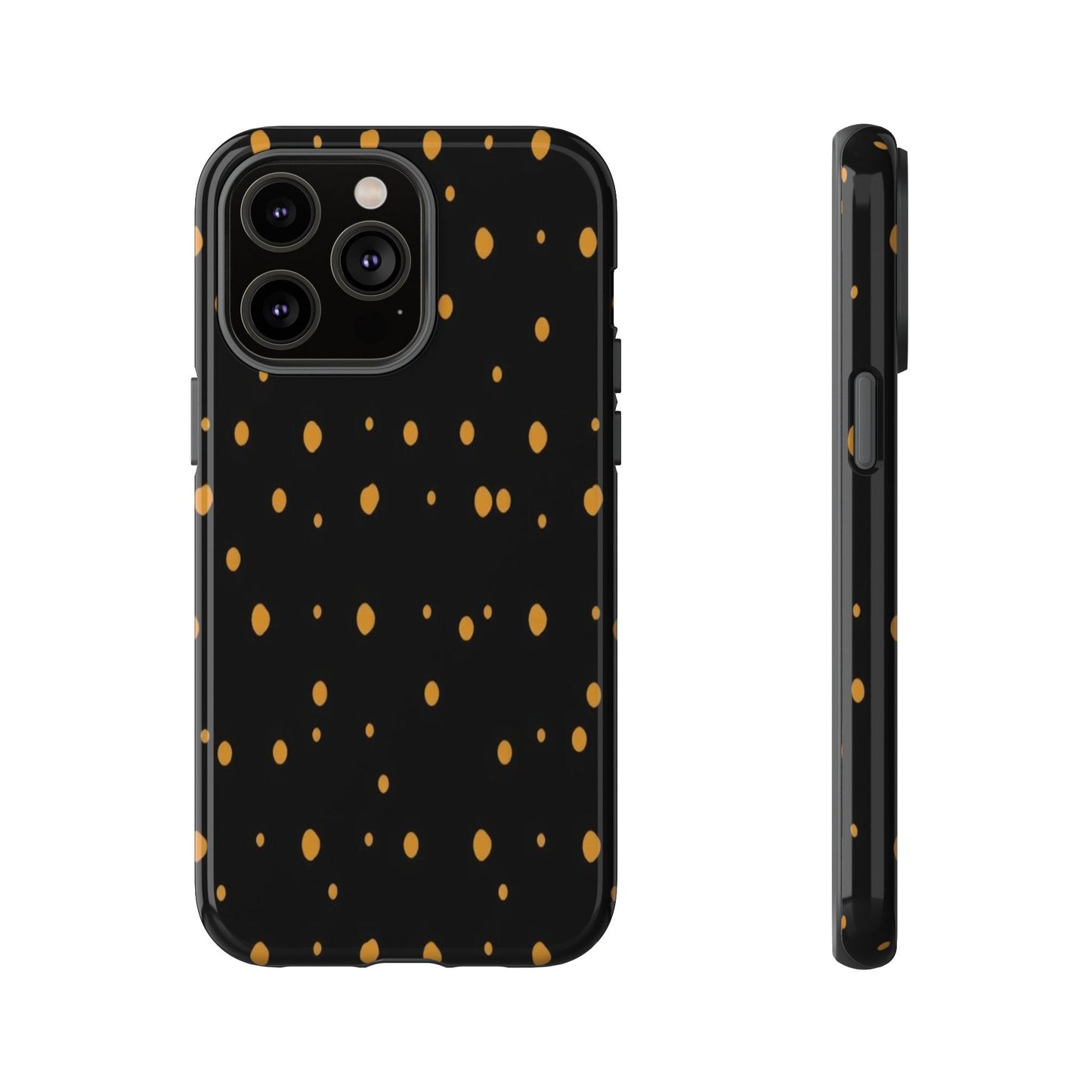 Black & Gold Dot Tough Phone Case — Protective Sparkle Pattern