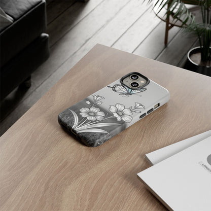 Butterfly & Wildflower Tough Phone Case — Durable Floral Phone Cover