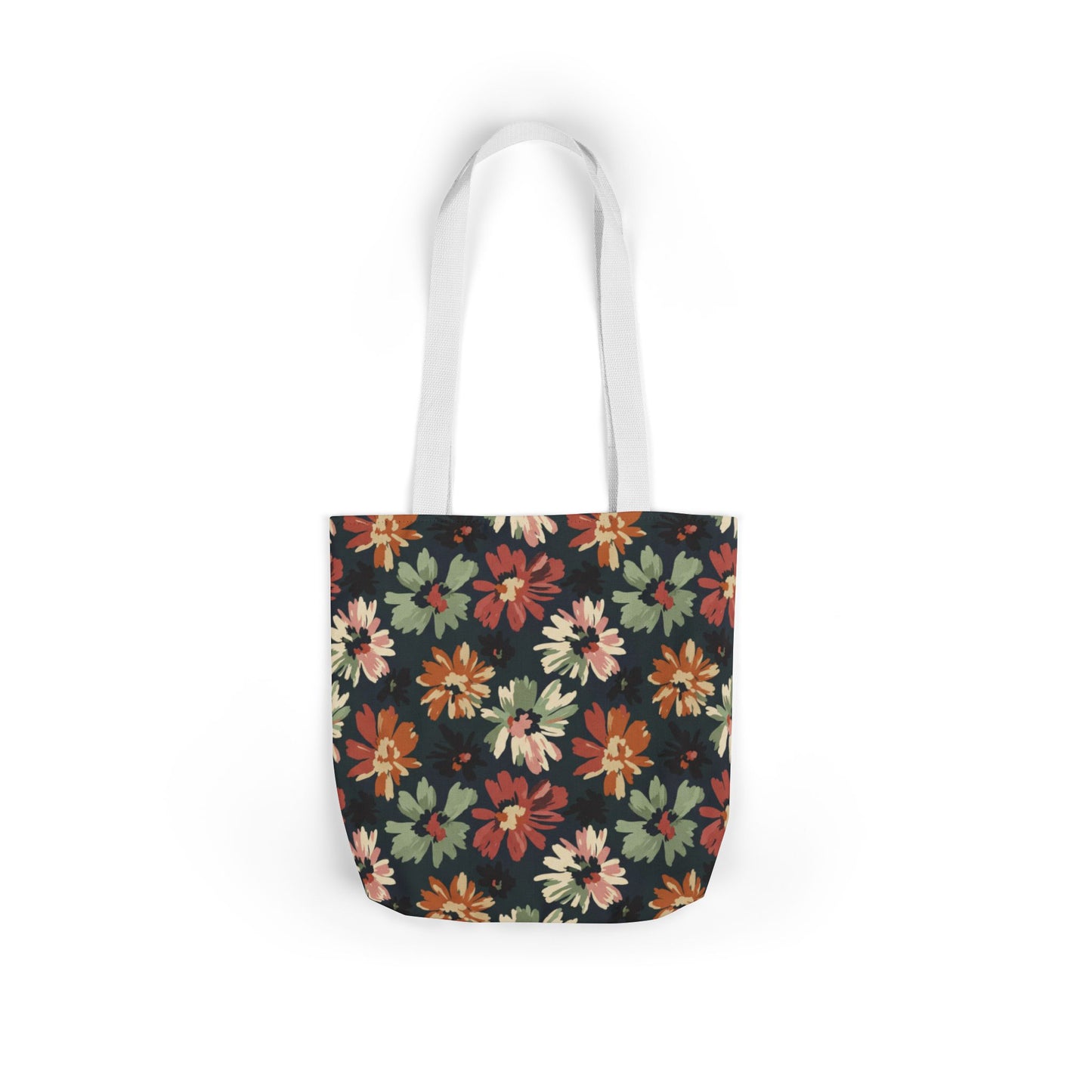 Floral Canvas Tote Bag — Vintage Autumn Daisy Print