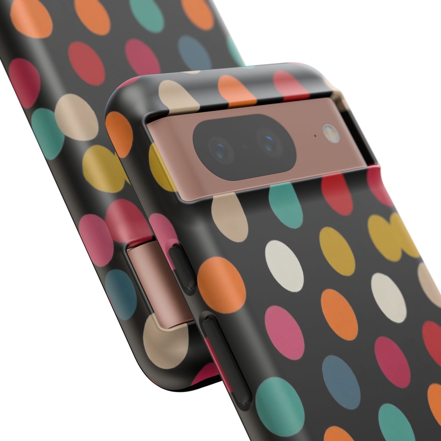 Polka Dot Tough Phone Case – Colorful Retro Dots on Black