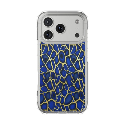 Blue & Gold Giraffe Pattern Clear Magnetic Phone Case