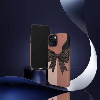 Bow Stripe Tough Phone Case – Pink Mauve Protective Cover