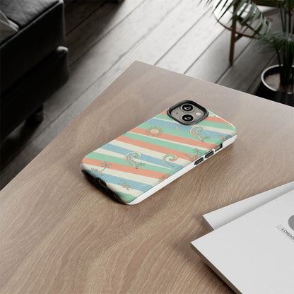 Surf Stripe Tough Phone Case — Retro Beach Waves Pattern