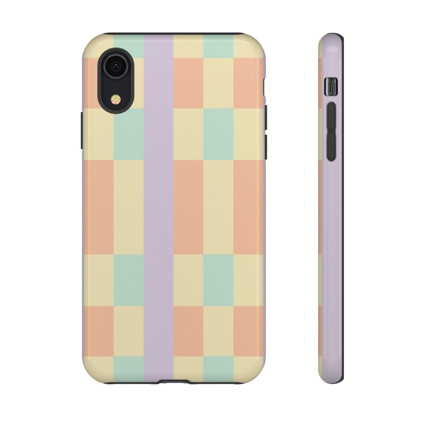 Pastel Checkered Phone Case — Retro Stripe Tough Case