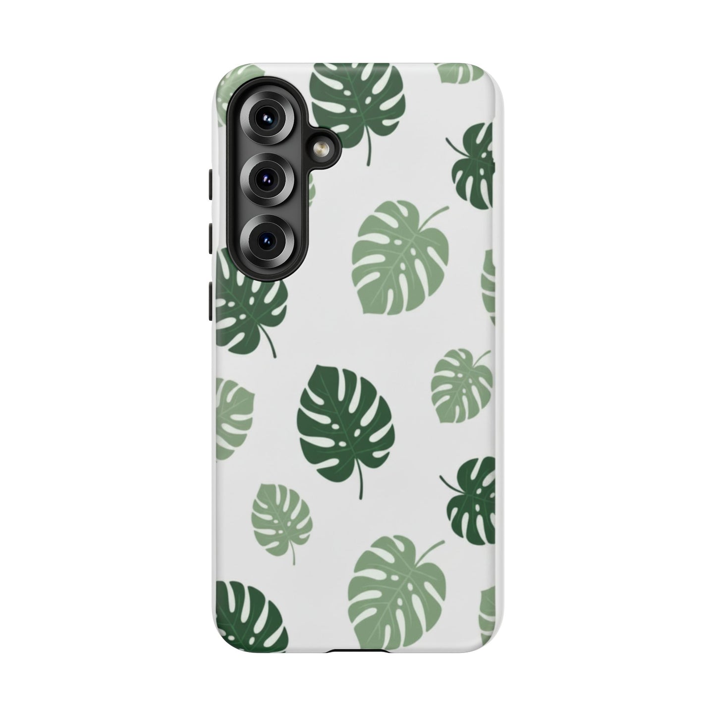 Monstera Leaf Tough Phone Case – Tropical Green Palm Pattern Protective Cover