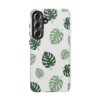 Monstera Leaf Tough Phone Case – Tropical Green Palm Pattern Protective Cover