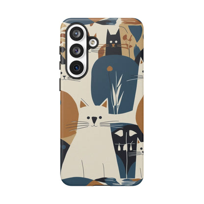 Cat Pattern Phone Case – Retro Abstract Cats Protective iPhone Cover