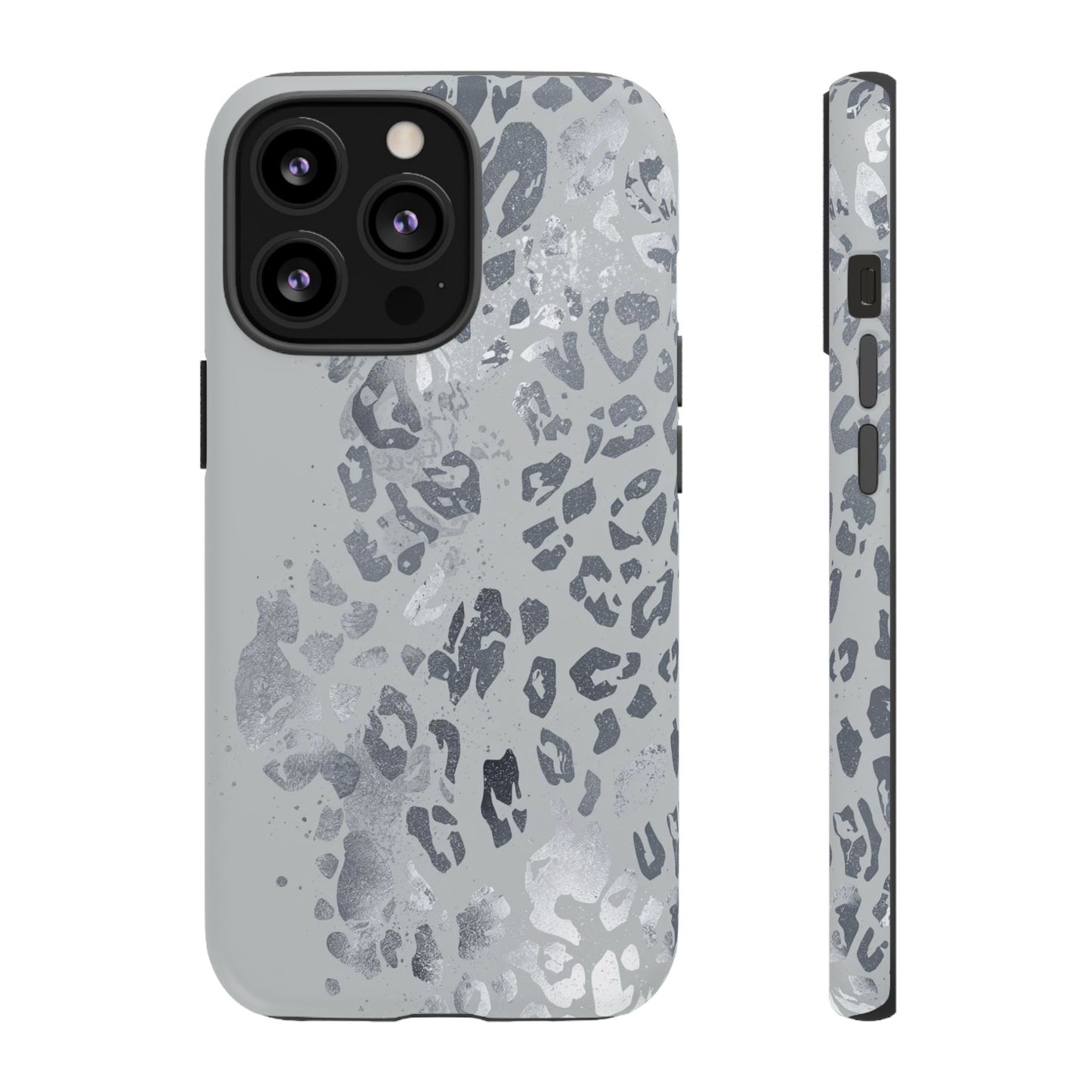 Gray Leopard Print Tough Phone Case