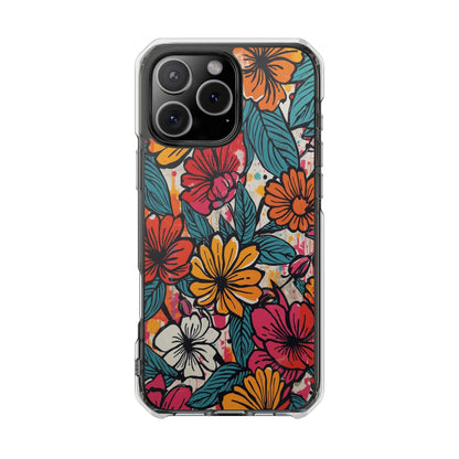 Clear Magnetic Phone Case — Colorful Floral Impact Protection