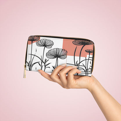 Women's Coastal Floral Wallet - Abstract Zippered Wallet