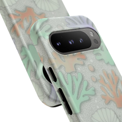 Pastel Coral Reef Tough Phone Case – Sea Shell & Coral Pattern Durable Protector