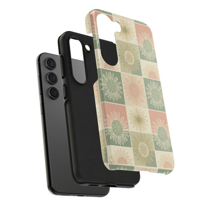 Copy of Copy of Sunflower Check iPhone Tough Phone Case — Retro Pastel Floral Protective Cover
