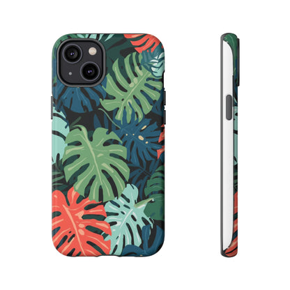 Tropical Monstera Phone Case — Colorful Leaf Protective Tough Case