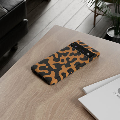 Leopard Print Phone Case — Orange & Black Tough Pattern Protective Cover