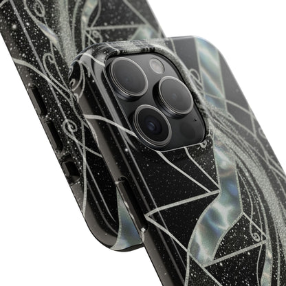 Geometry Tough Phone Case — Iridescent Ribbon on Black Celestial Background