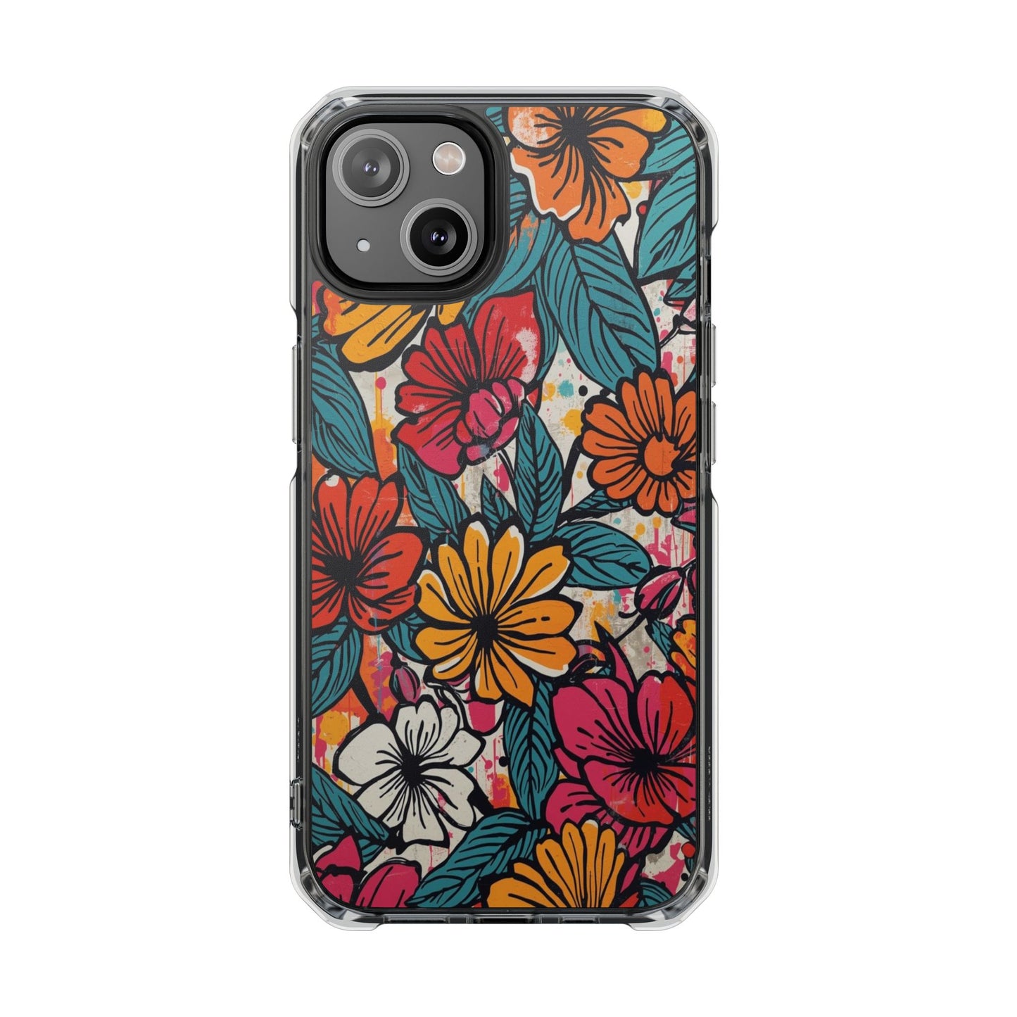 Clear Magnetic Phone Case — Colorful Floral Impact Protection